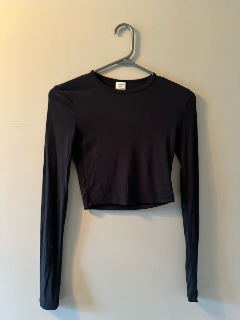 Aritzia Sunday Best Black Long-Sleeve Cropped Tee